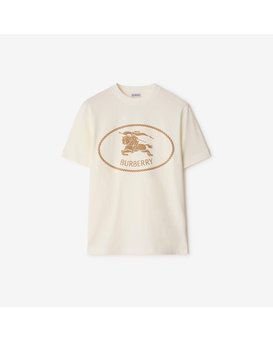 Burberry Natural Knight Stamp Cotton T-Shirt for men