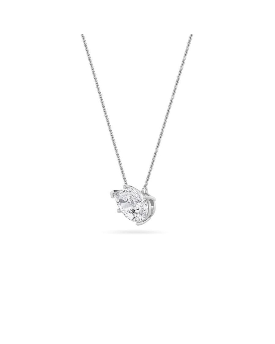 Mure And Co Metallic 2Ctw Pear Shaped Lab Grown Diamond (F/Vs) East West Solitaire Necklace for men