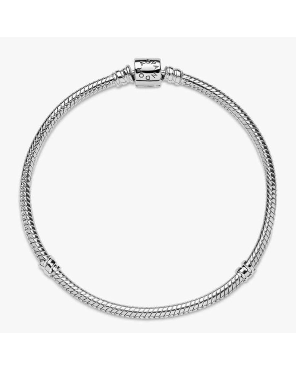 Pandora Metallic Moments Sterling Barrel Clasp Snake Chain Bracelet for men