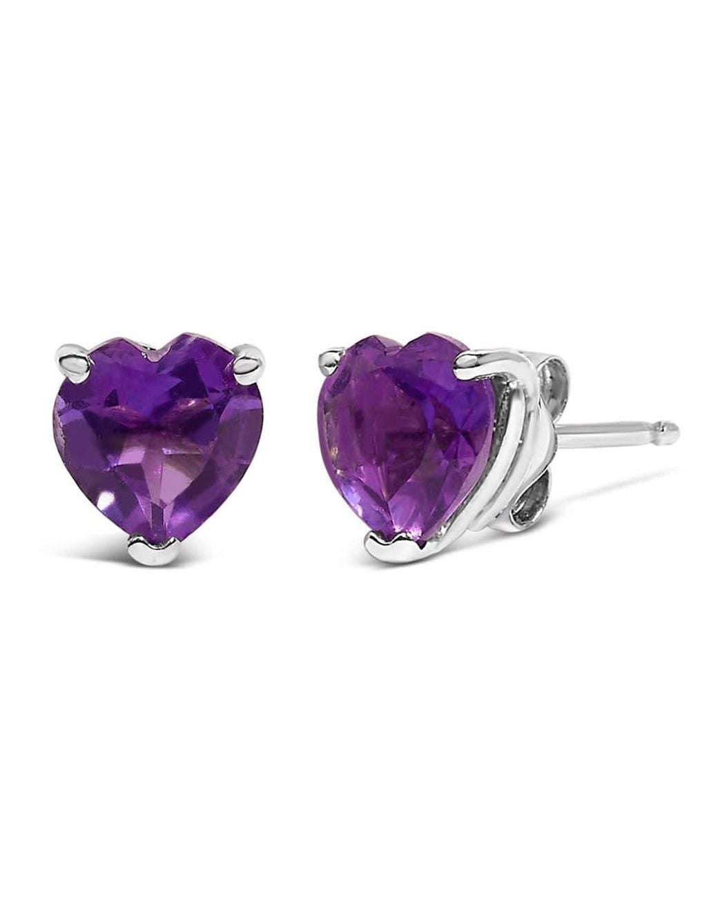 Haus of Brilliance Purple 14K 5Mm Heart Cut Amethyst Solitaire Stud Earrings for men
