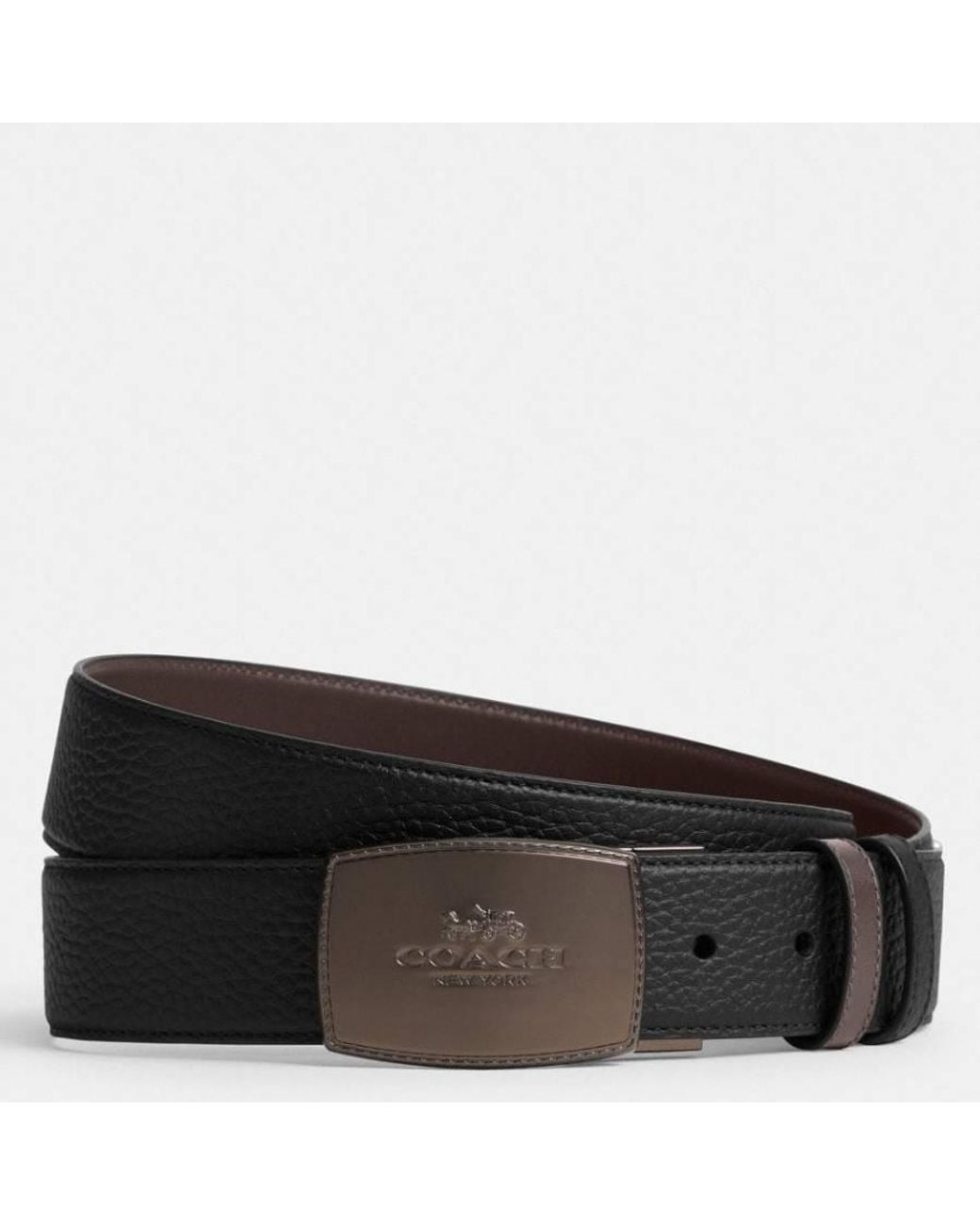 COACH Black Reversible Plaque Buckle Cut To Size Belt for men