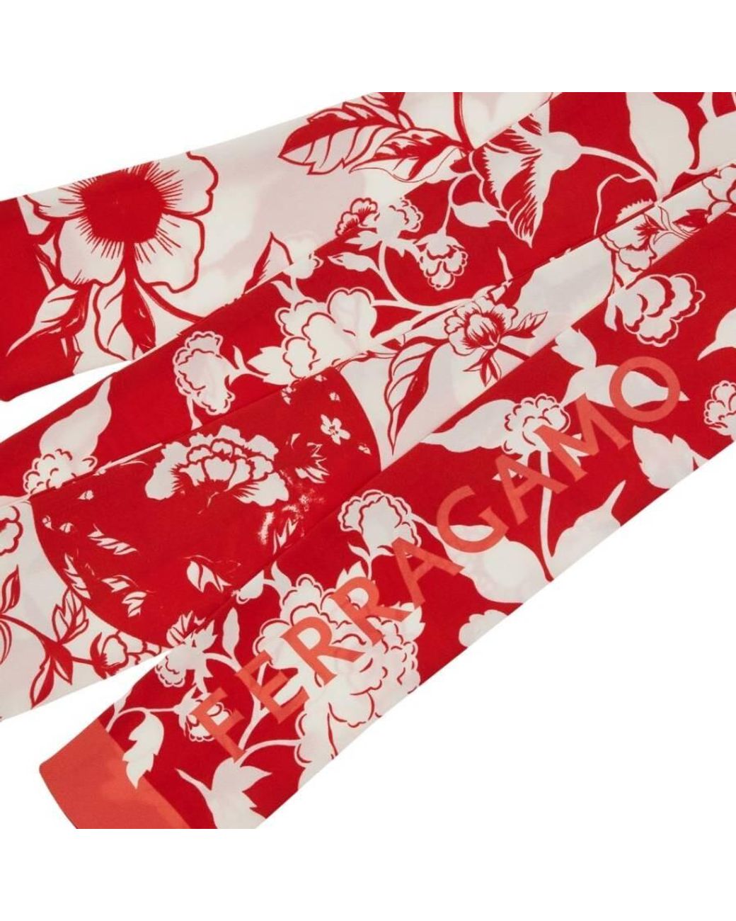 Ferragamo Red Dragon Print Narrow Strap Silk Headband