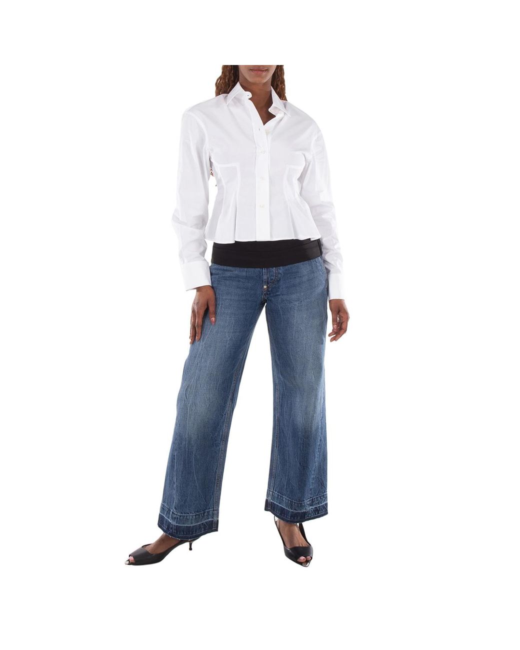 Stella McCartney White Peplum Waist Cotton Shirt