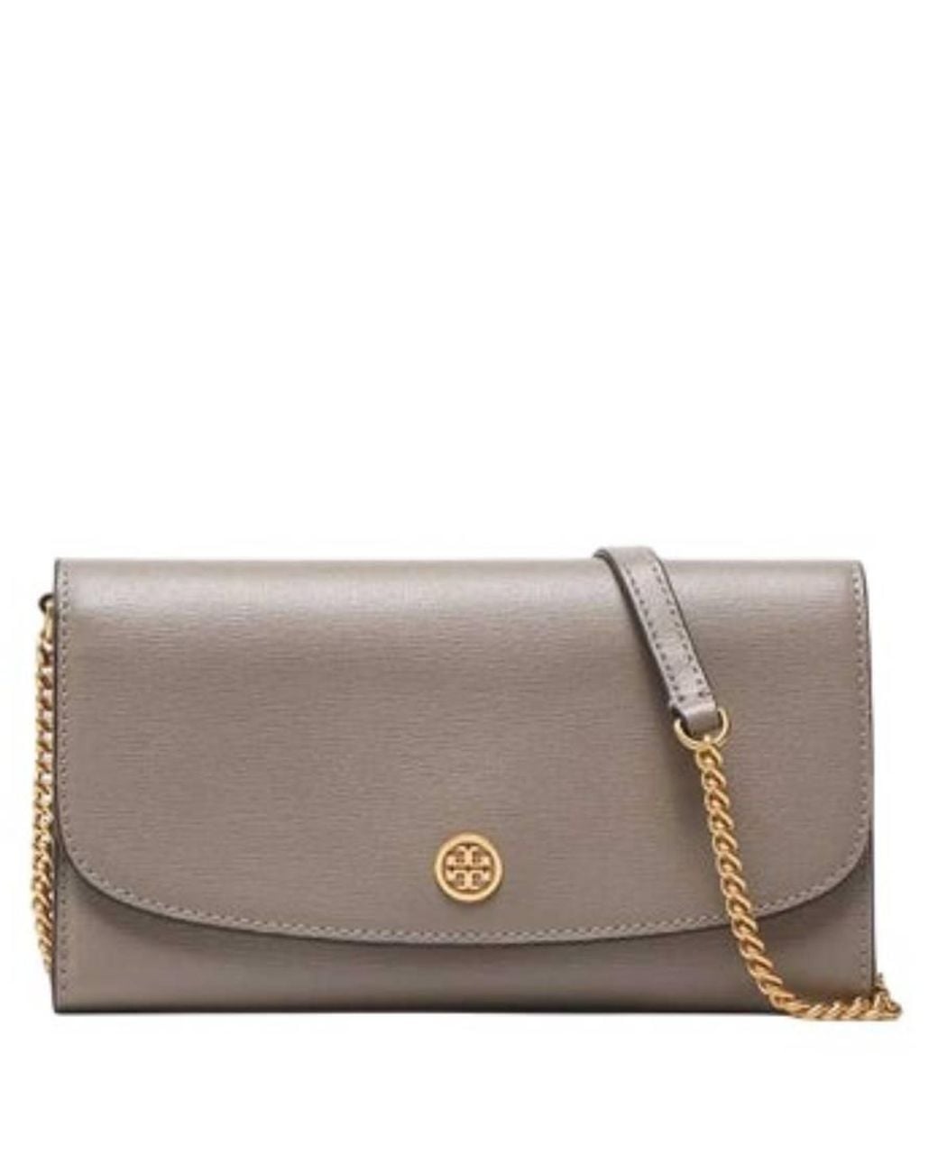 Tory Burch Gray Robinson Saffiano Leather Chain Wallet for men