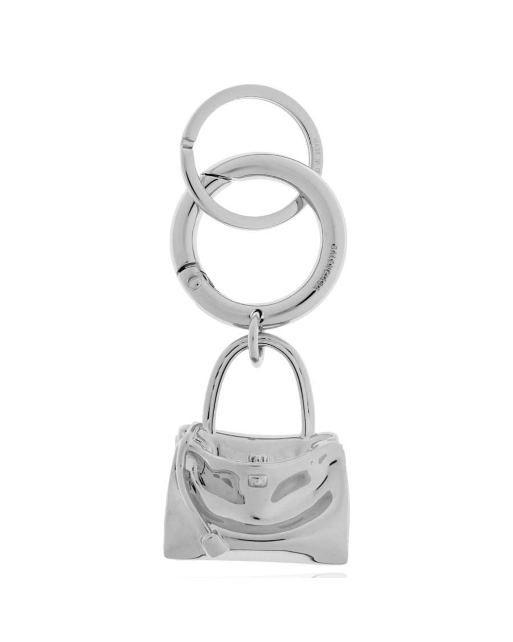 Balenciaga White Shiny Carousel Rodeo Key Ring for men