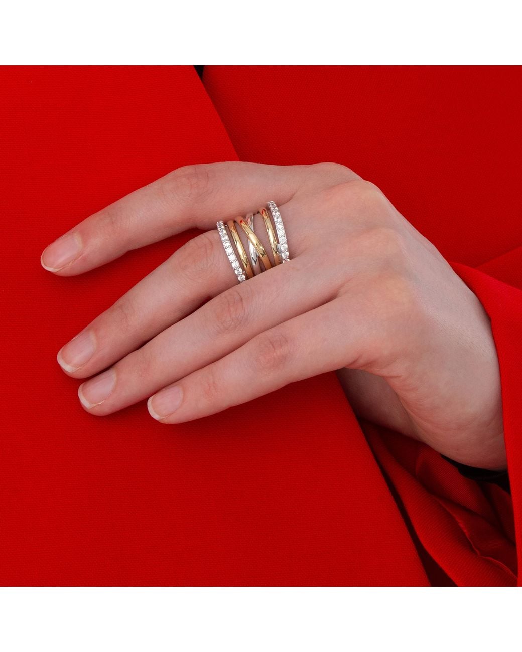 Swarovski Metallic Hyperbola Cocktail Ring