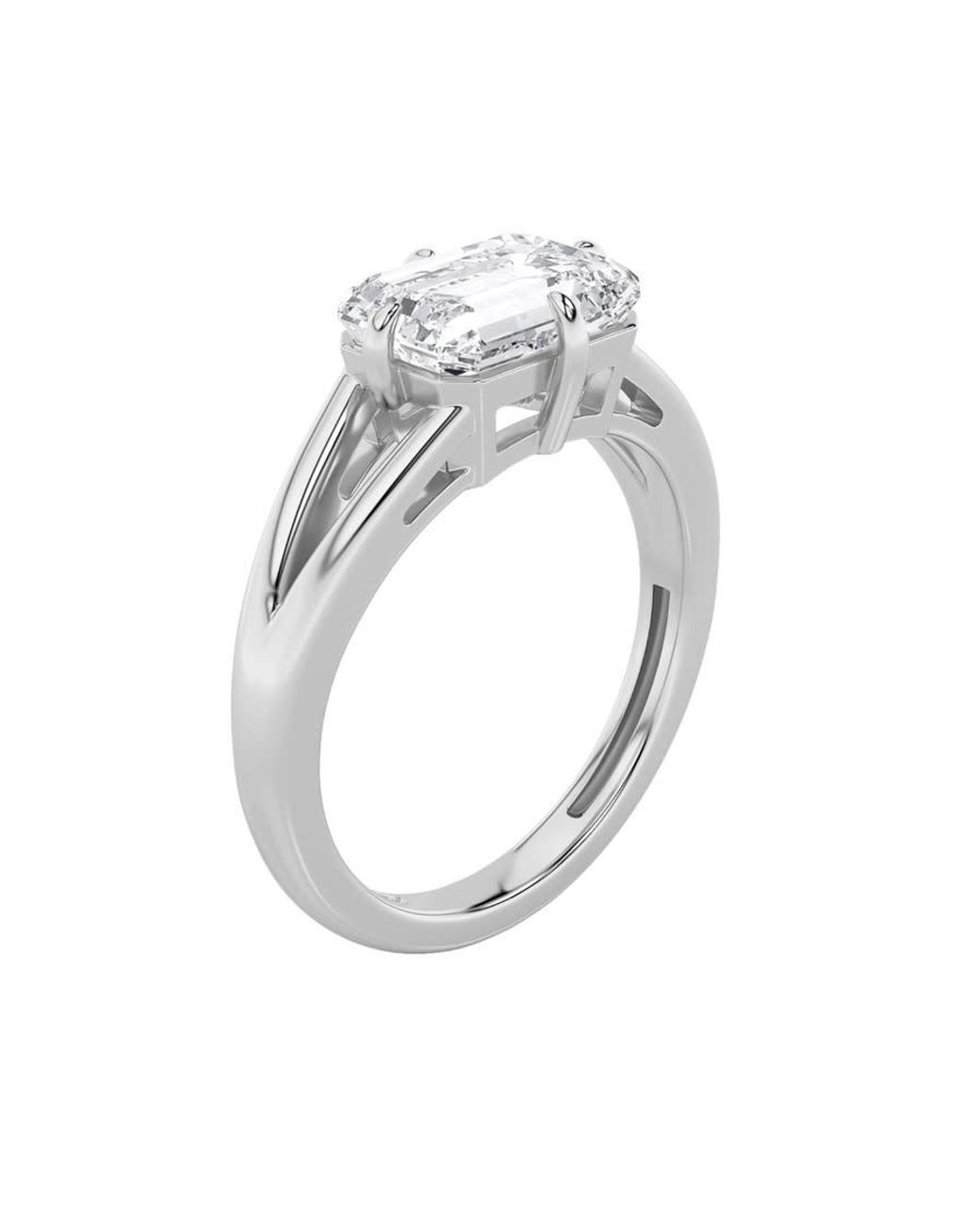 Mure And Co Metallic 2.5Ctw Emerald Shaped Lab Grown Diamond (F/Vs) East West Solitaire Ring for men