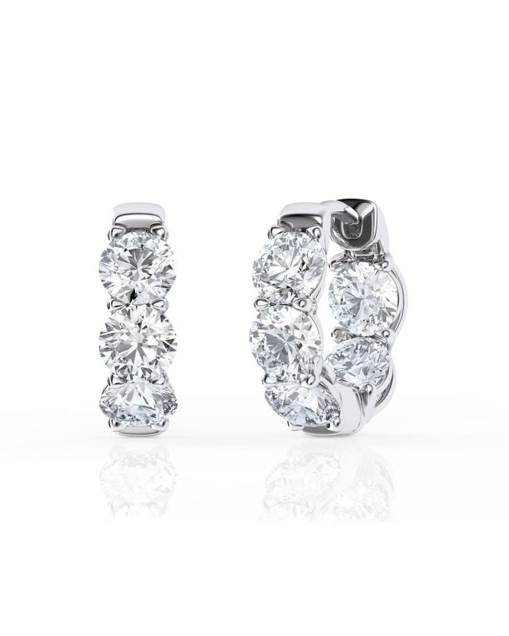 Brilliant Diamond Metallic 3 Carat Lab Grown Diamond Huggie Hoop Earrings For for men