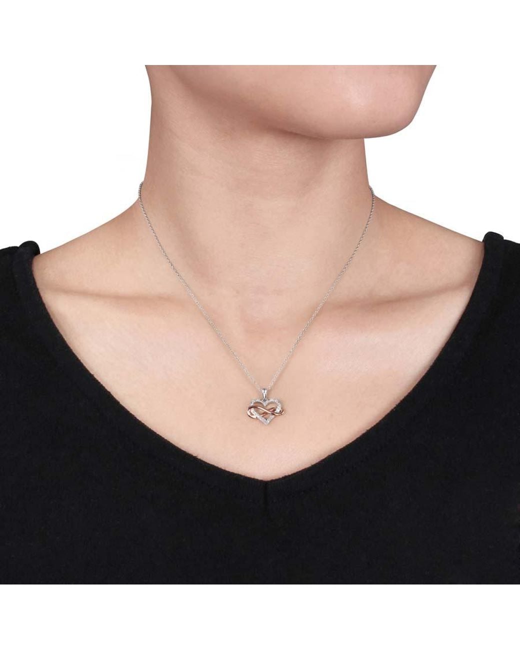Amour Metallic 1/10 Ct Tw Diamond Infinity Heart Pendant With Chain for men