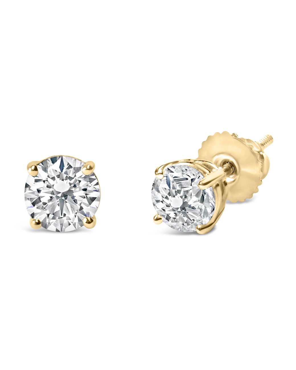 Haus of Brilliance Metallic 14K 2.00 Cttw Lab Grown Round Brilliant-Cut Diamond Classic 4-Prong Stud Earrings With Screw Backs (F-G Color, Vvs2-Vs1 Clarity) for men
