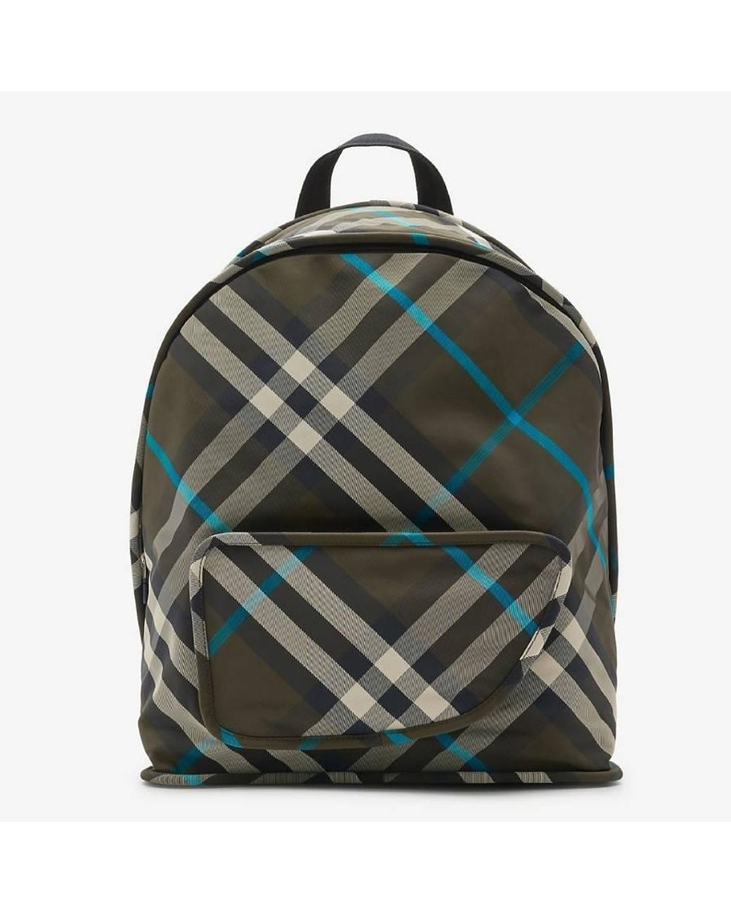 Burberry Green Shield Checked Zipped Backpack for men