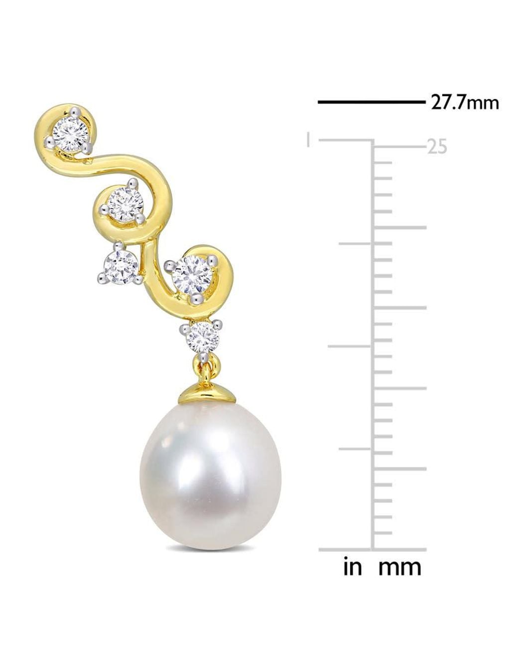 Amour Metallic 8-9Mm South Sea Cultured Pearl And 5/8 Ct Tgw Created Sapphire Infinity Drop Earrings for men