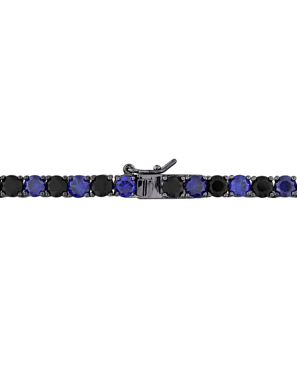 Amour Blue 40 Ct Tgw Created And Sapphire Tennis Necklace for men