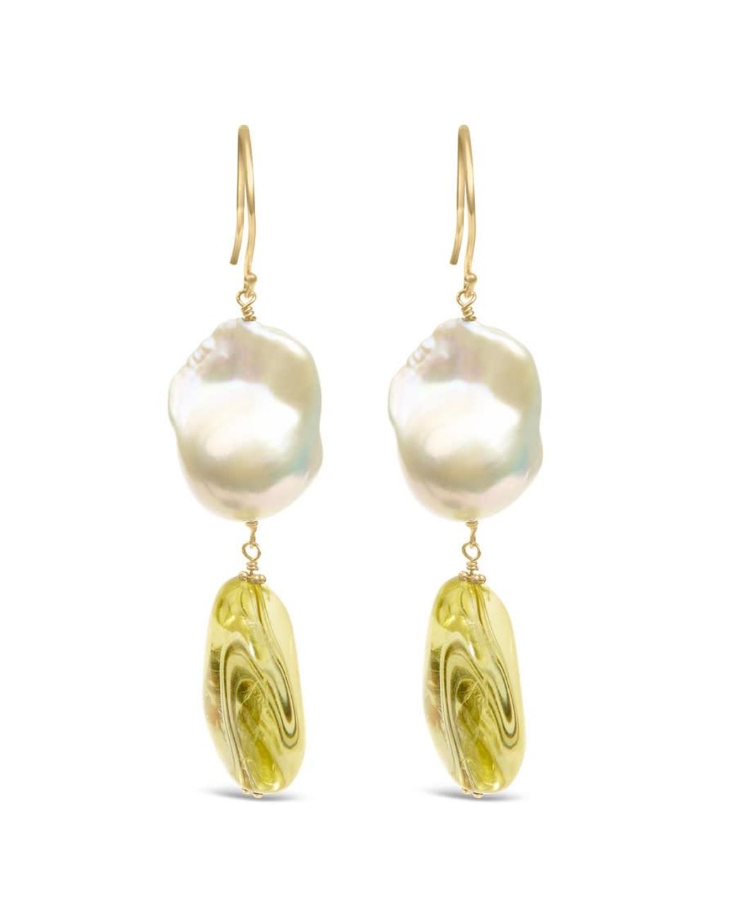 Haus of Brilliance Metallic 14K Citrine And Baroque Pearl Drop And Dangle Earrings 1 3/4 Inch Dangle for men