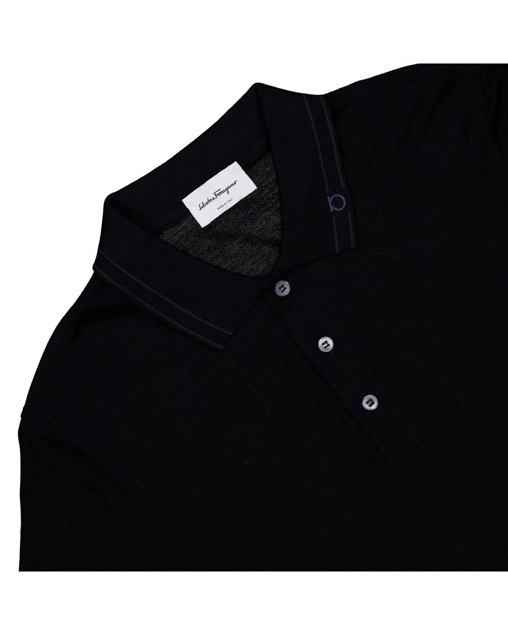 Ferragamo Black Basic Cotton Polo for men