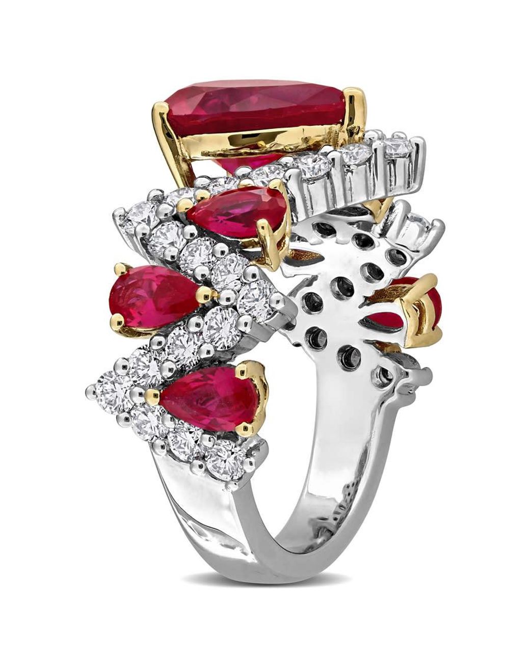 Created Forever Red 1/6Ct Tgw Created Ruby And 1 1/4Ct Tw Lab-Grown Diamond Semi-Eternity Ring for men