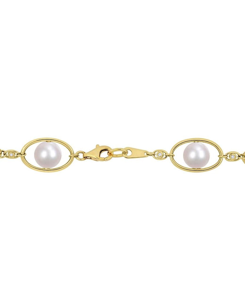 Amour Metallic 8-8.5Mm Cultured Freshwater Pearl And 1/3 Ct Tgw Cubic Zirconia Halo Necklace for men