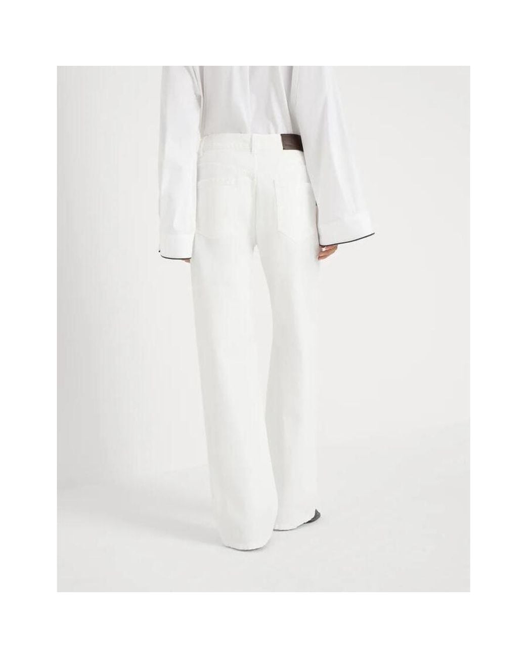 Brunello Cucinelli White Wide Leg Trousers, Brand Size 44 (Us for men