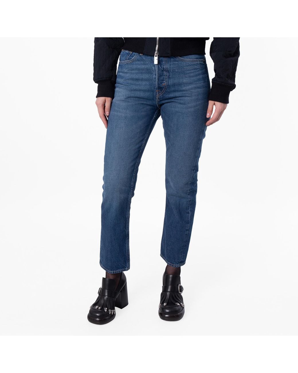 Polo Ralph Lauren Blue 3X1 Rigid High-Waist Cropped Jeans