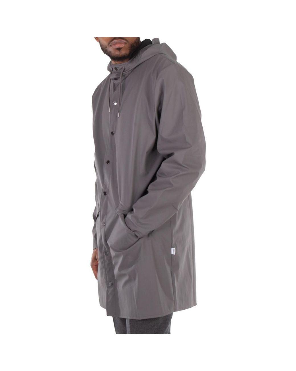 Rains Gray Lightweight Waterproof Long Jacket for men