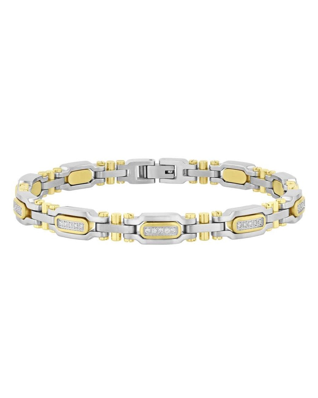 Robert Alton Metallic 3/8Ctw Diamond Stainless Steel Two-Tone Bracelet With Finish for men
