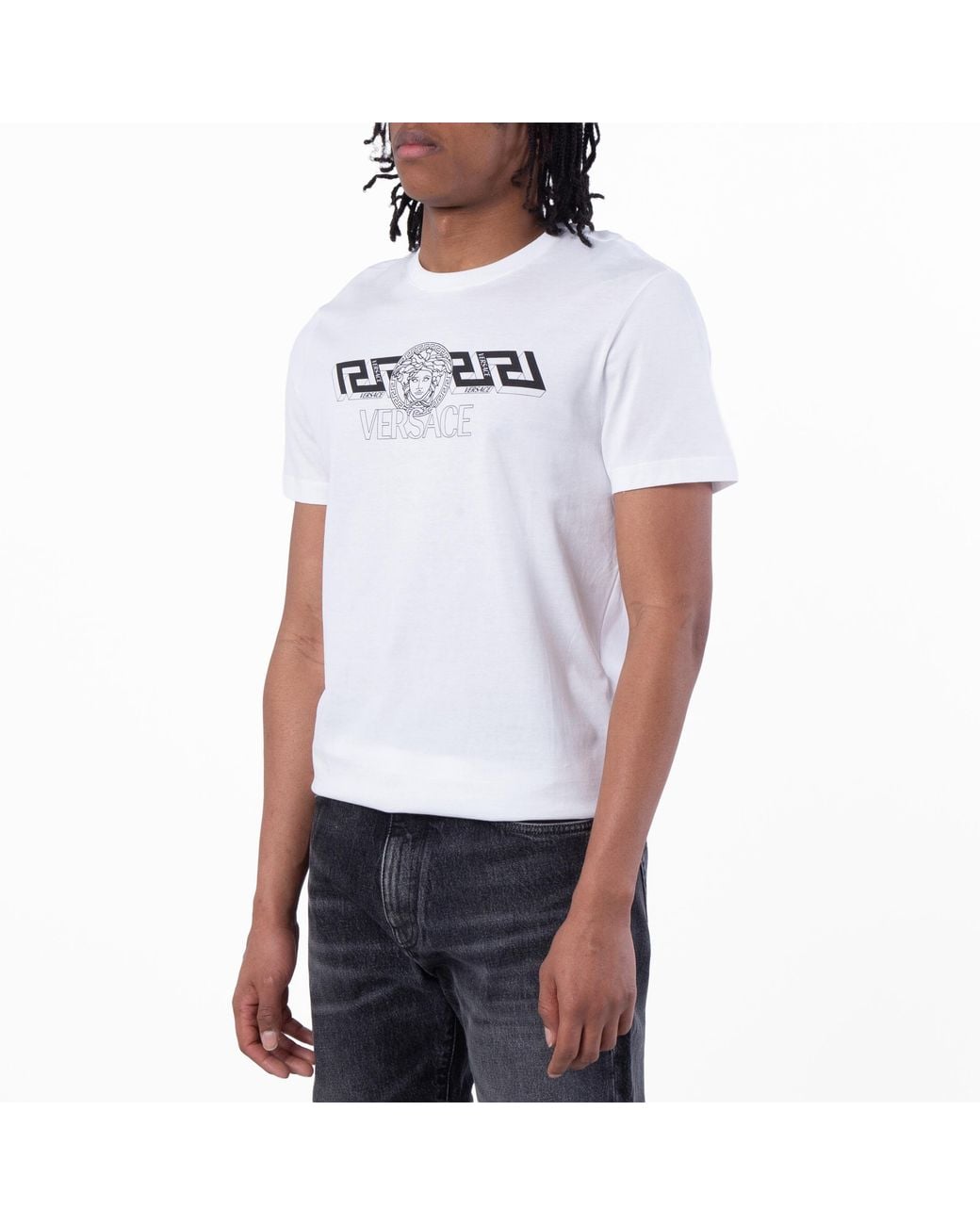 Versace White Greca Medusa Logo T-Shirt for men