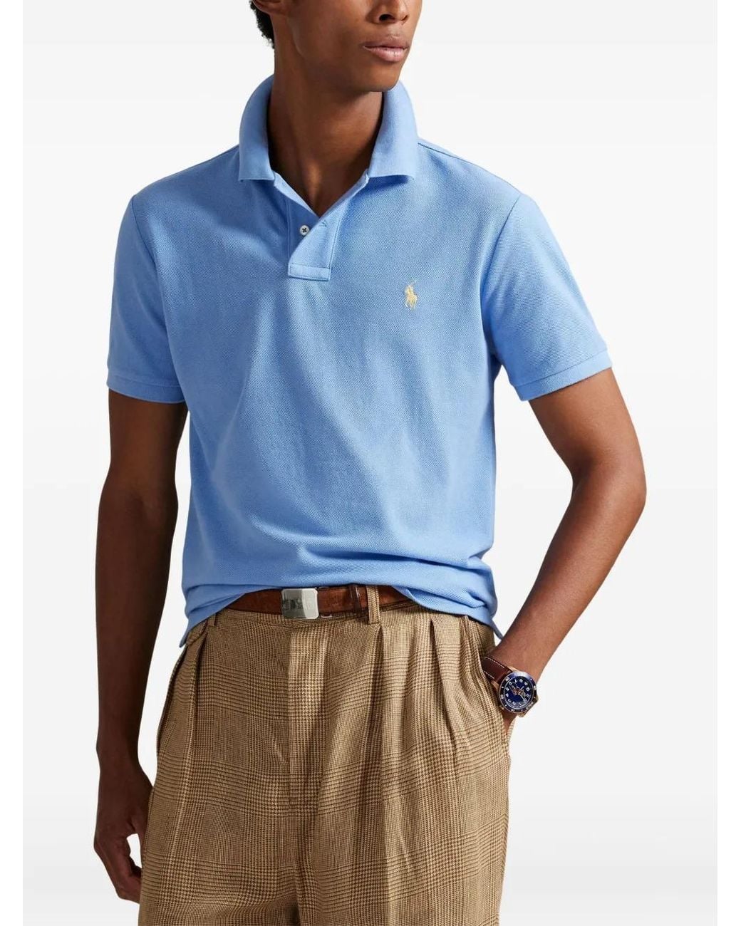 Polo Ralph Lauren Blue Custom Slim Fit Polo Shirt for men