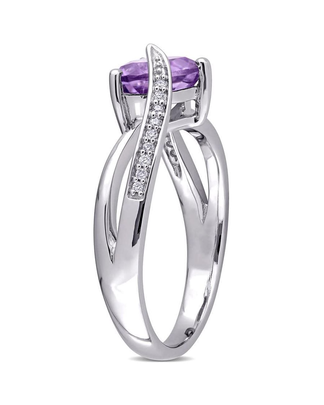 Amour Metallic Amethyst And Diamond Heart Crossover Ring for men