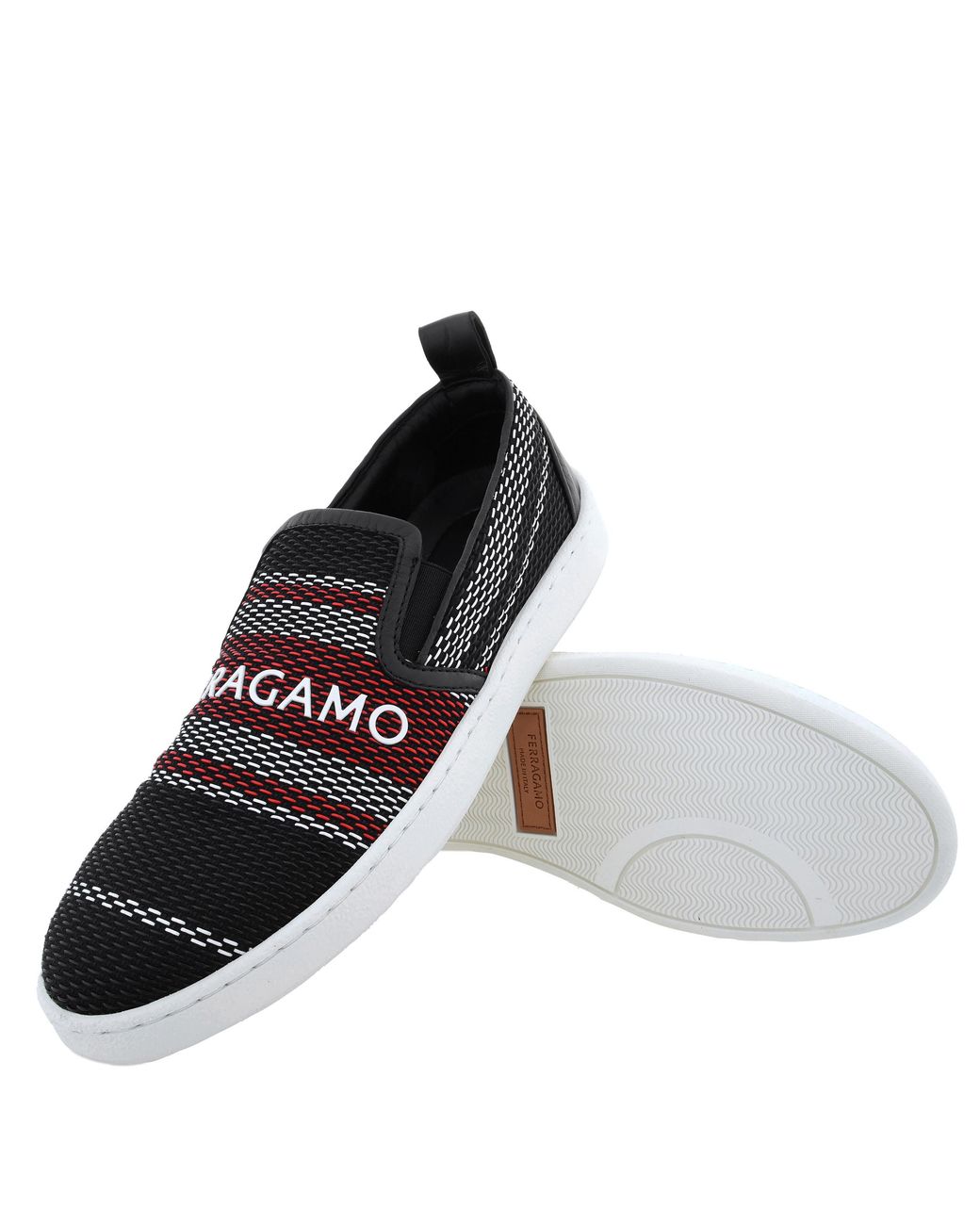 Ferragamo Blue Ferragamo Logo Knit Slip-On Sneakers, Size 7
