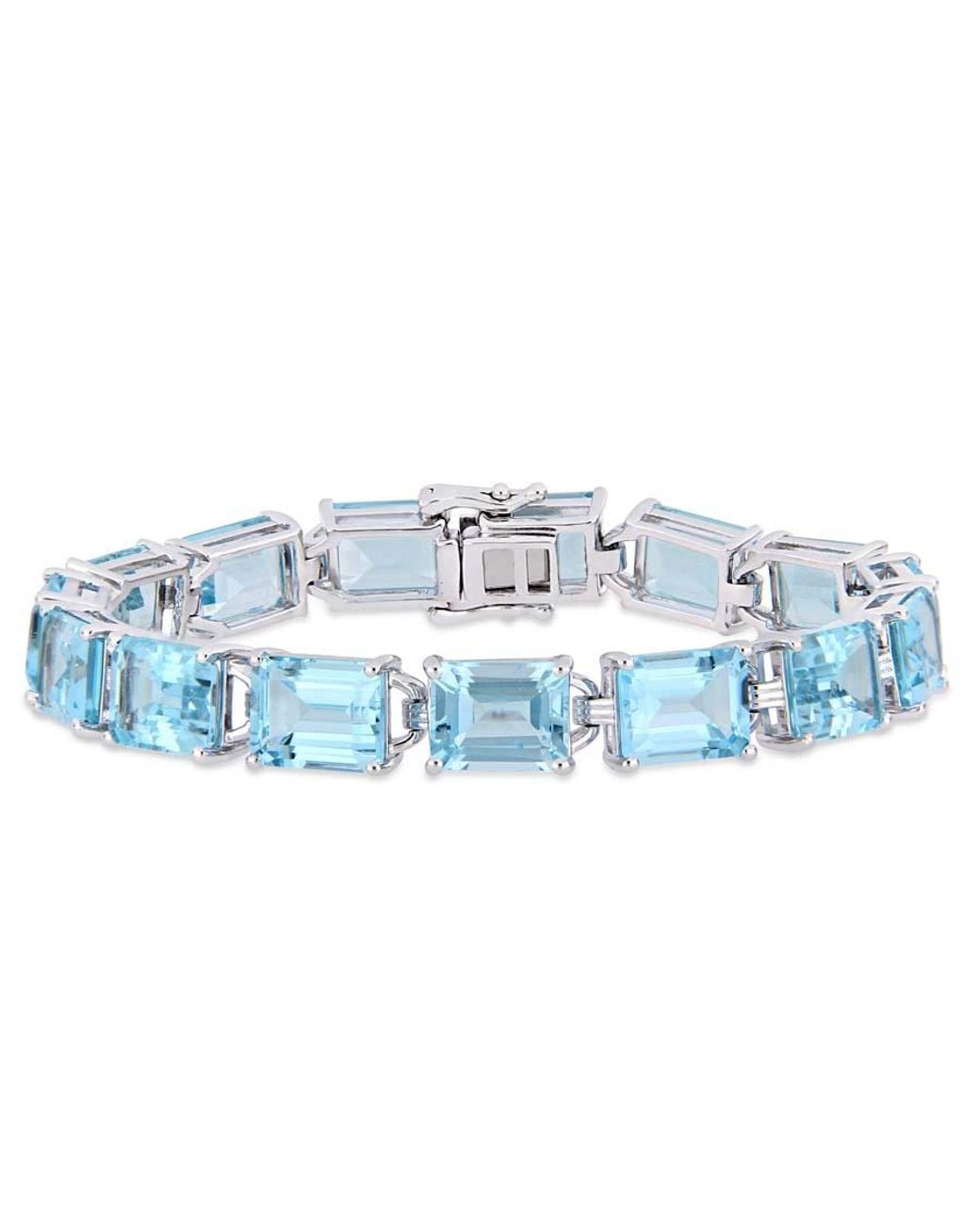 Amour Blue 59 3/4 Ct Tgw Emerald-Cut Sky- Topaz Tennis Bracelet for men