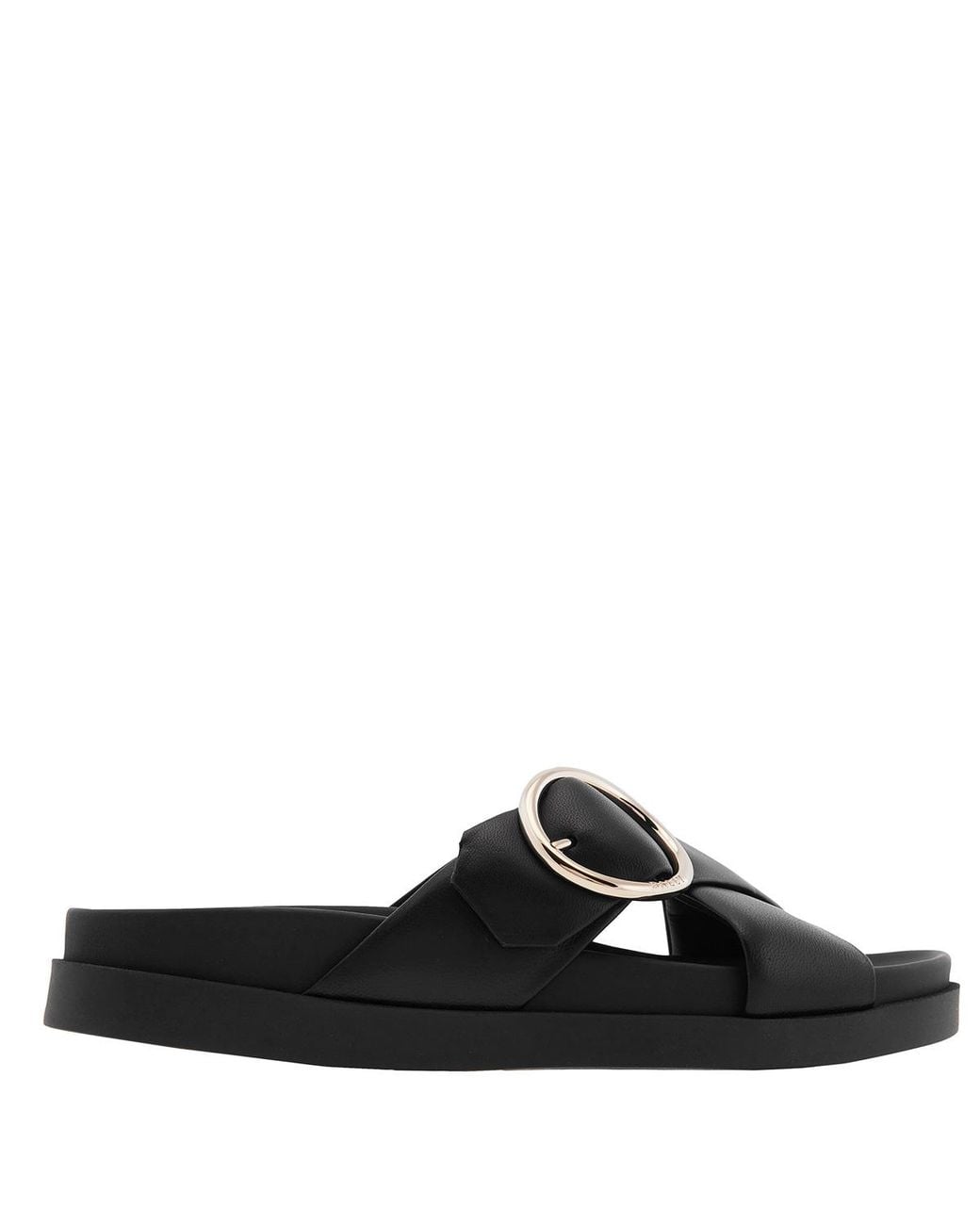 Bally Black Elida Leather Slide Sandals, Brand Size 35 Us