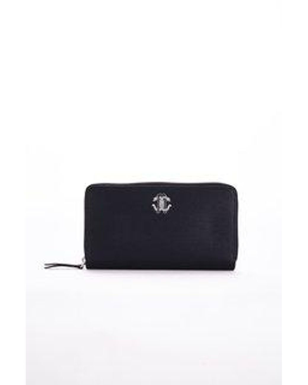 Roberto Cavalli Blue Zip-Around Leather Wallet With Logo Medallion for men