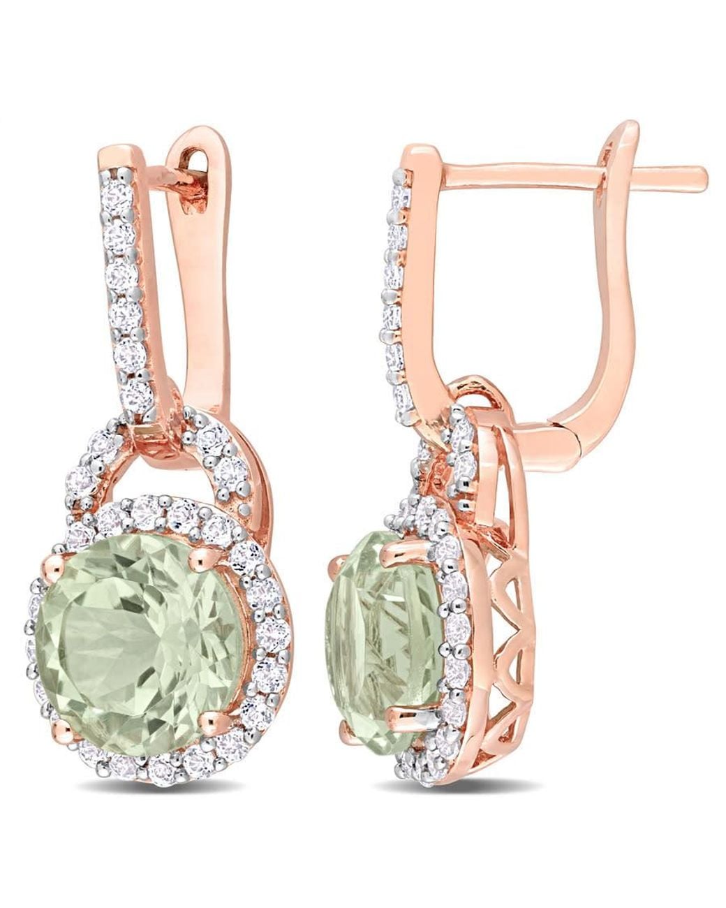 Amour White 4 3/8Ct Tgw Quartz And Topaz Halo Charm Earrings for men