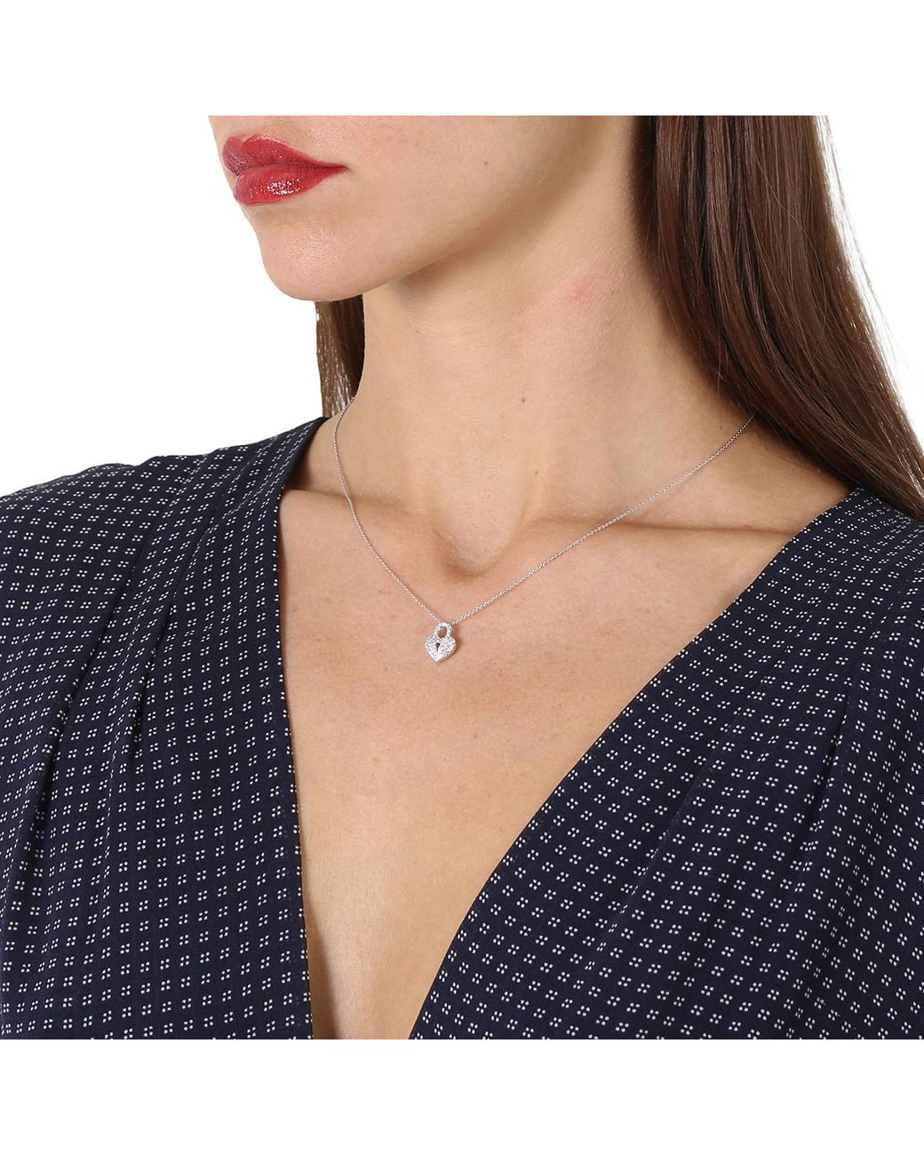 Roberto Coin Metallic Diamond Heart Lock Necklace for men