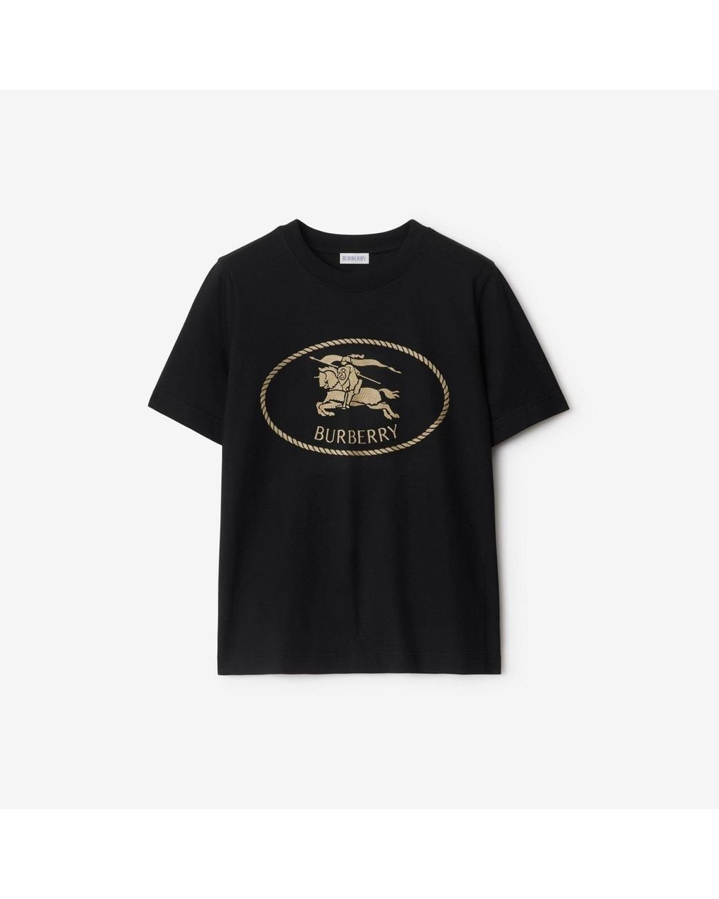 Burberry Black Knight Stamp Cotton T-Shirt for men