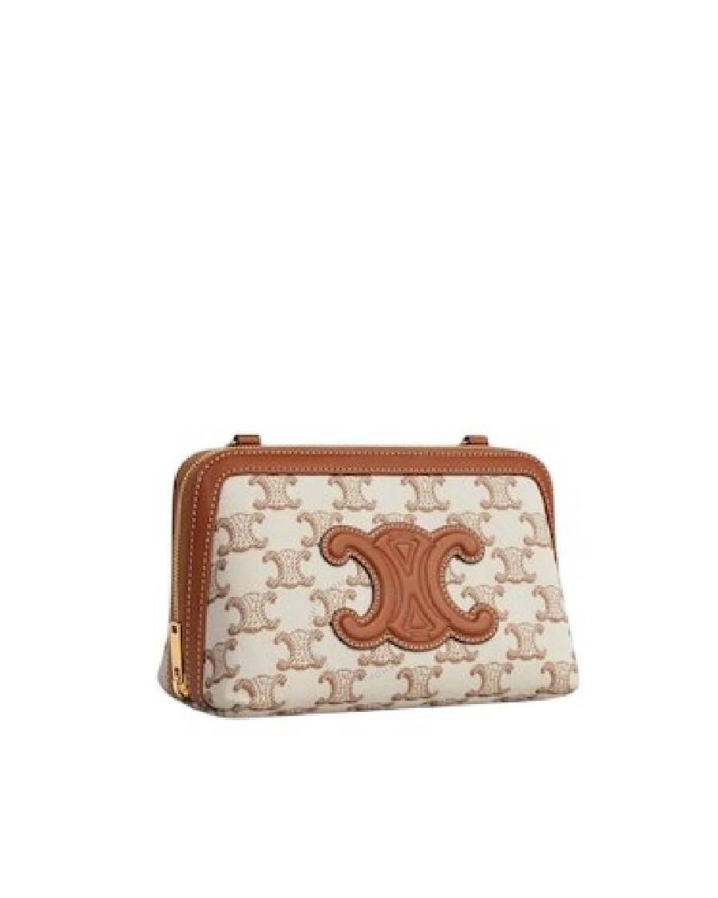 【★オシャレ★】Celine Clutch on Chain Cuir triomphe Clutch on Chain Cuir triomphe IN smooth calfskin - TAN | CELINE