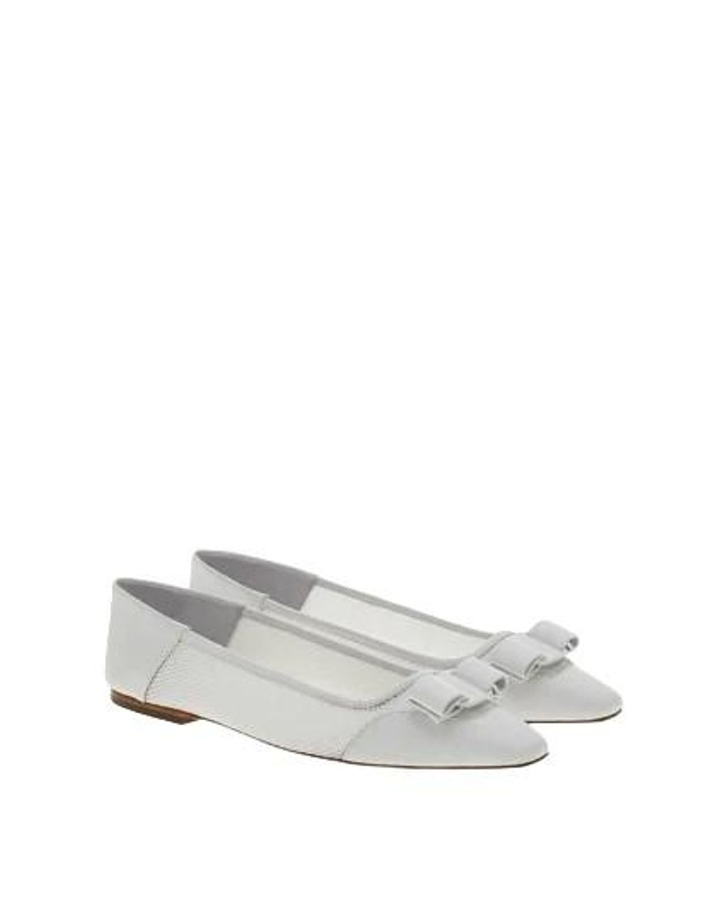 Ferragamo White Ballet Flat Shoes
