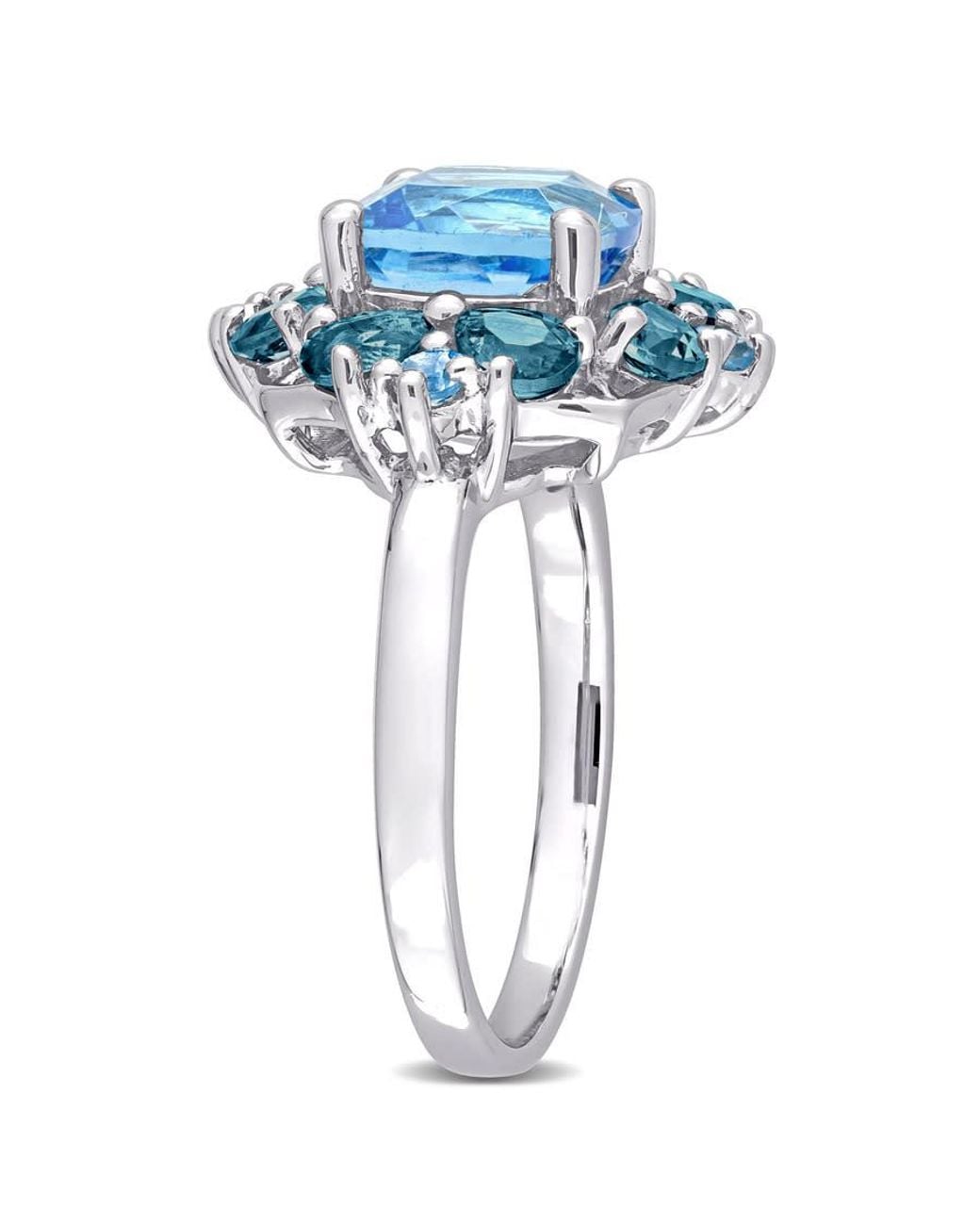 Amour Blue 4 1/10 Ct Tgw Topaz-Swiss And Topaz-London Quatrefoil Floral Ring for men