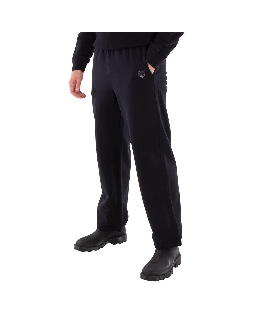 Maison Kitsuné Black Bold Fox Head Patch Joggers for men