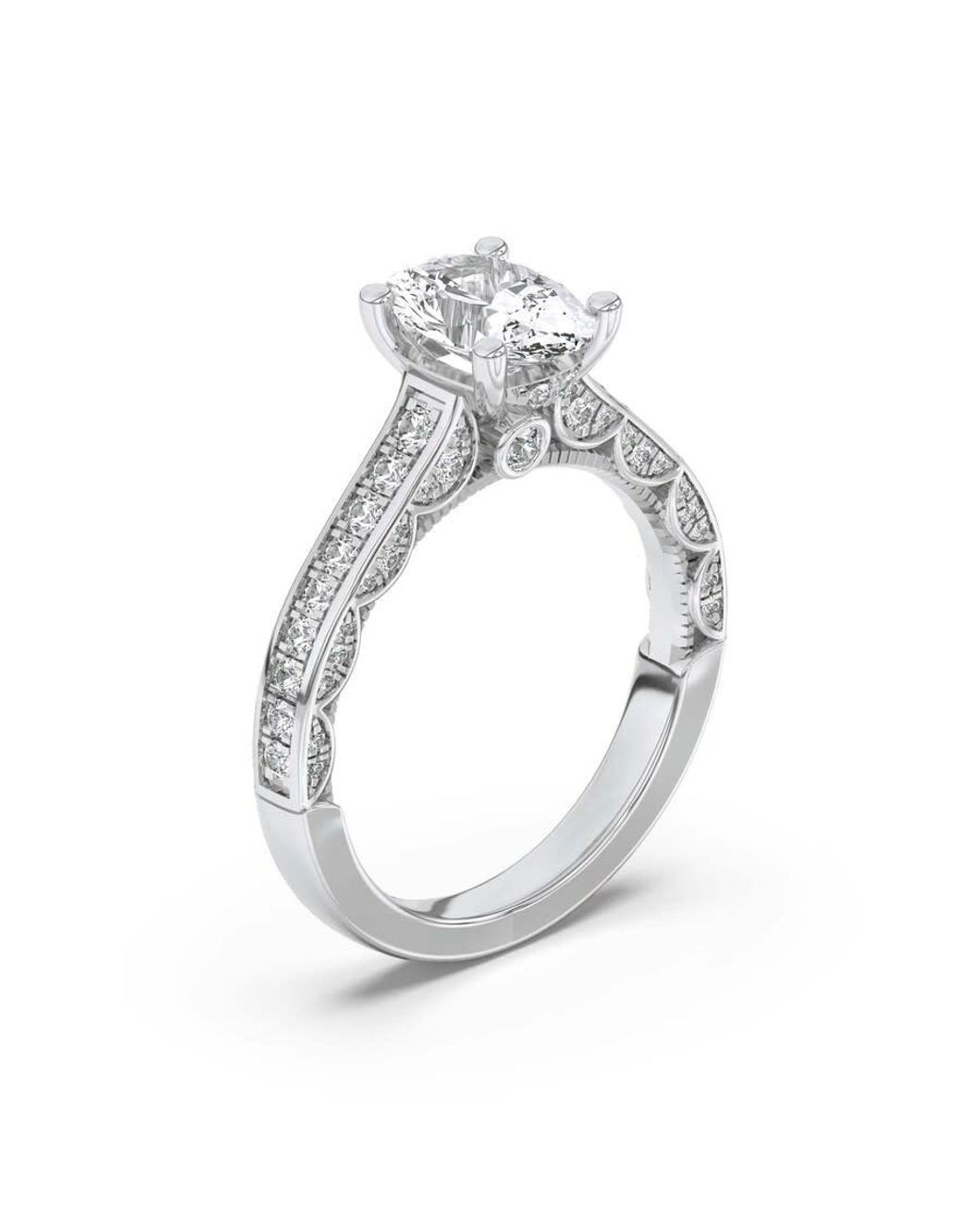 Mure And Co Metallic 2Ctw Oval Shaped Lab Grown Diamond (F/Vs) Accented Engagement Ring for men