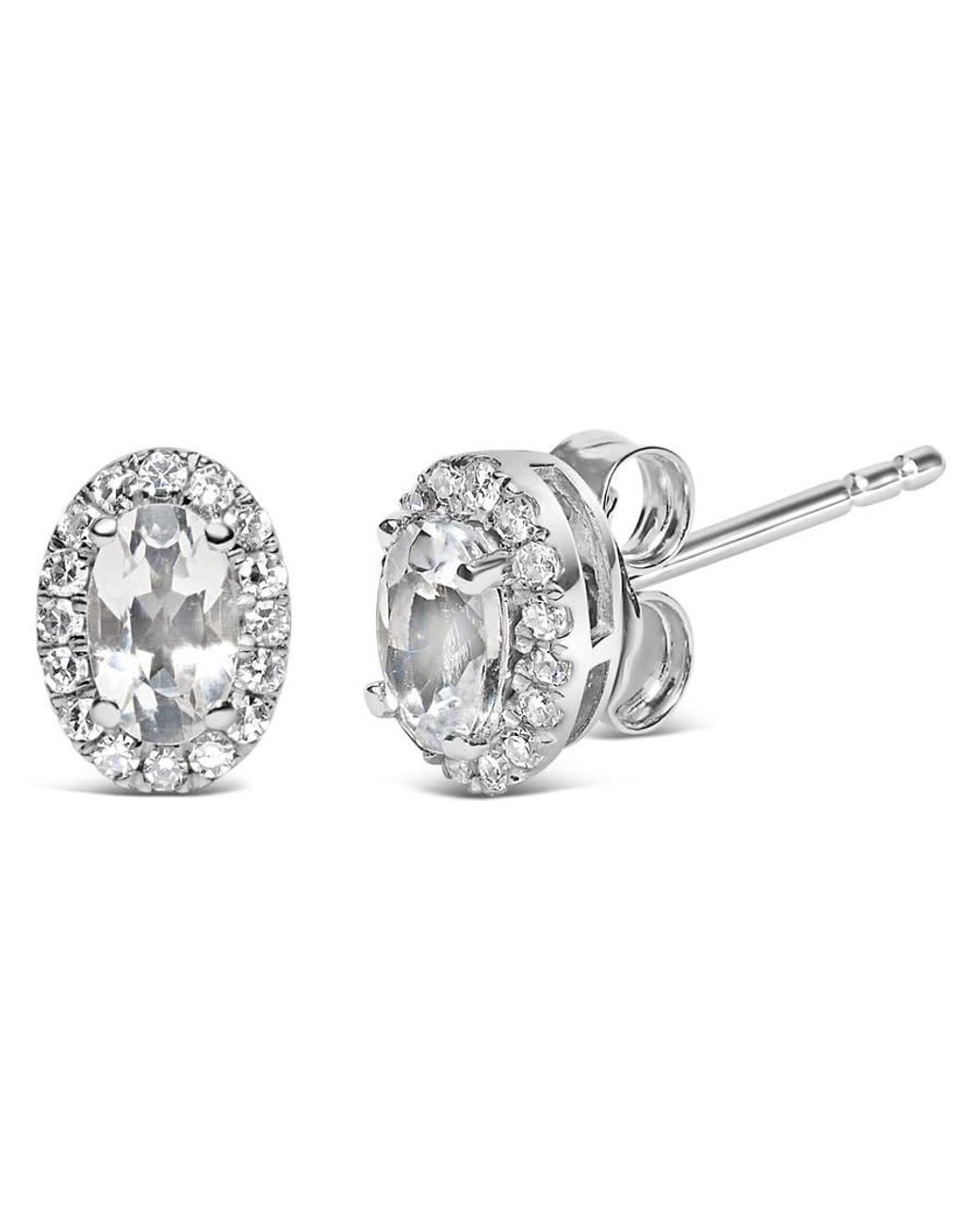 Haus of Brilliance Metallic 10K 5X3 Mm Oval Topaz And Diamond Halo Stud Earrings (I-J Color, I1-I2 Clarity) for men