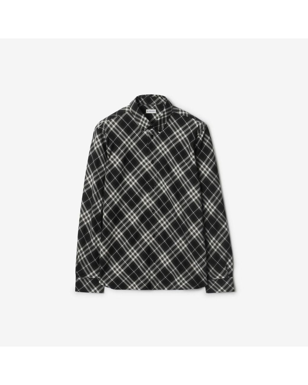 Burberry Black Relaxed Fit Check Cotton Flannel Shirt for men