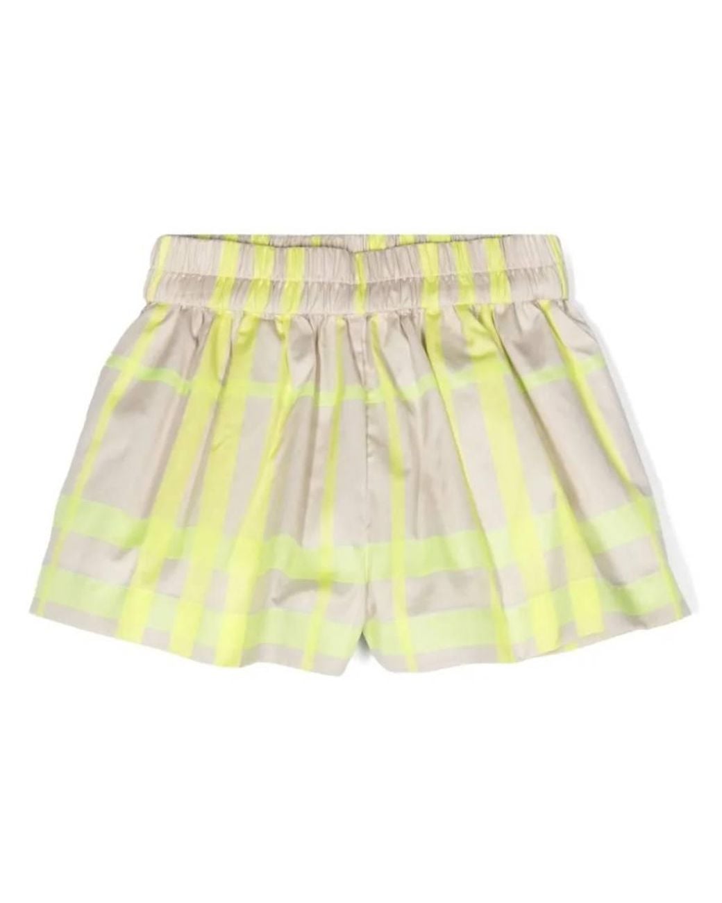 Burberry Yellow Toddler Marcy Check Cotton-Blend Shorts
