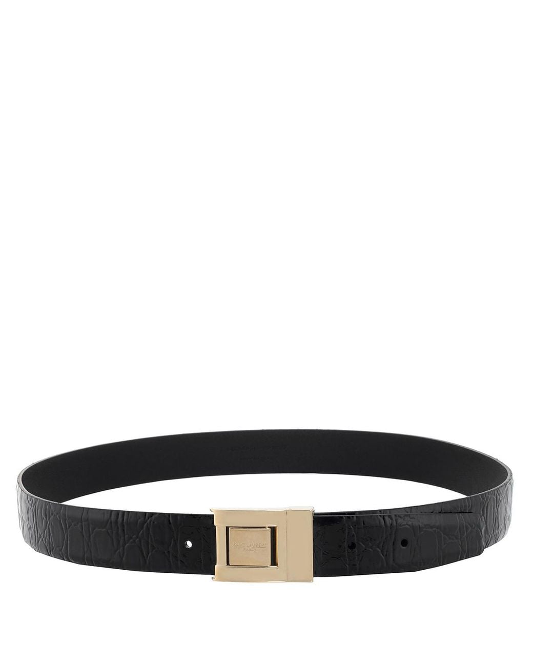 Saint Laurent Black Croc-Embossed Boucle La 76 Belt for men