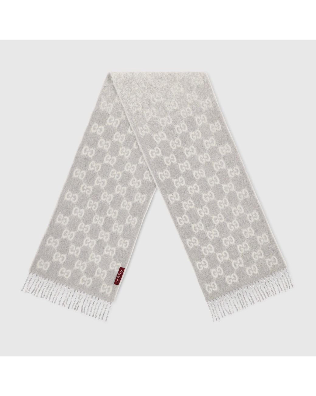 Gucci White Gg Alpaca Wool Blend Scarf for men