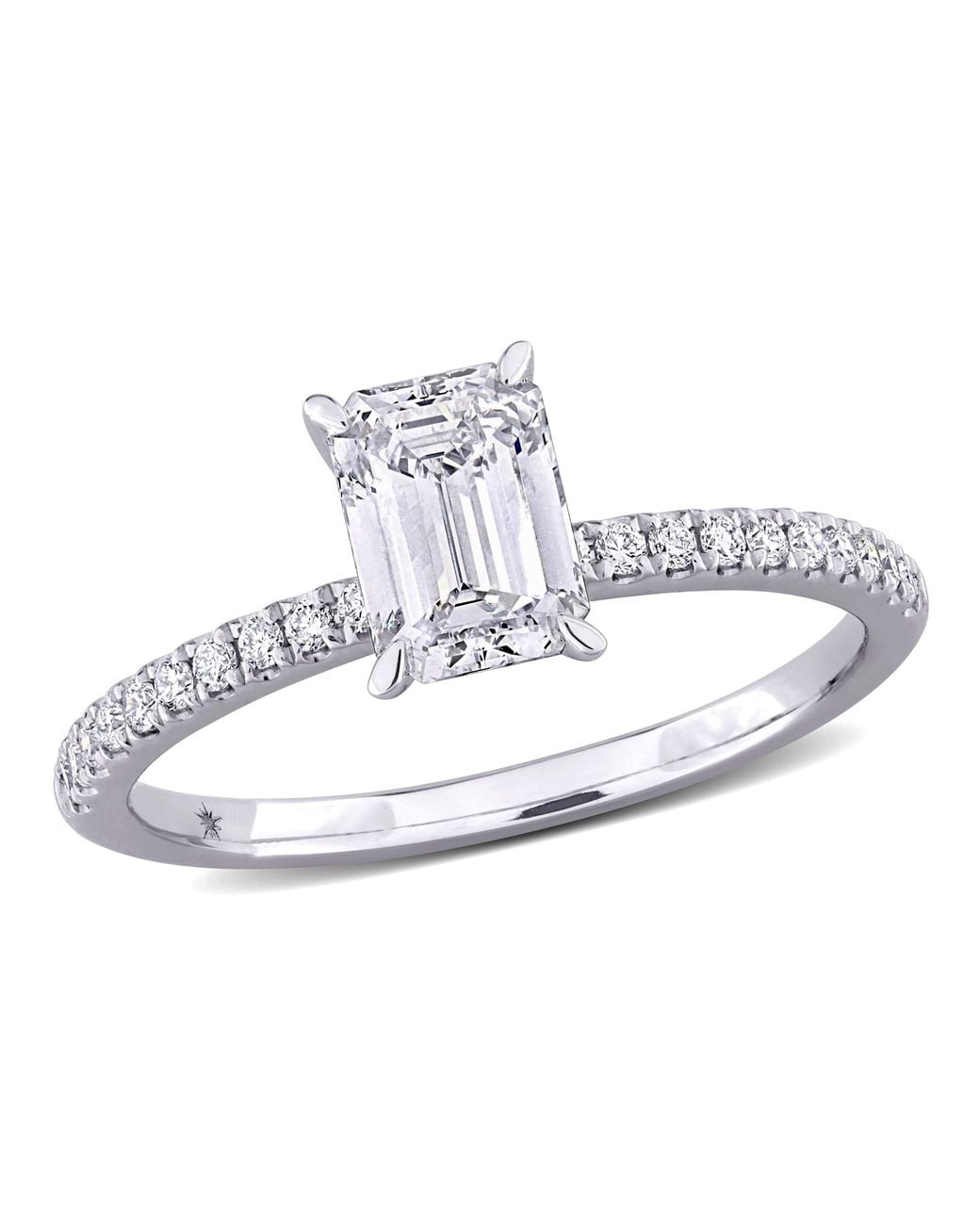 Created Forever Metallic 1 1/6Ct Tdw Emerald-Cut Lab-Created Diamond Engagement Ring for men