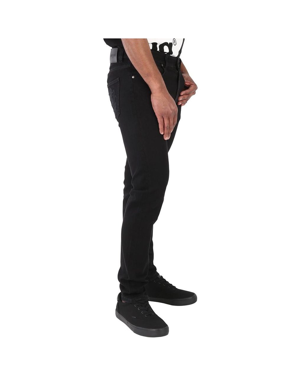 Roberto Cavalli Black Chimera Crest Slim Fit Jeans, Waist for men