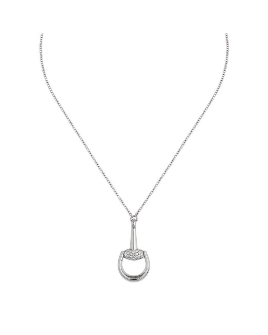 Gucci Metallic Horsebit Pave Diamond Necklace for men