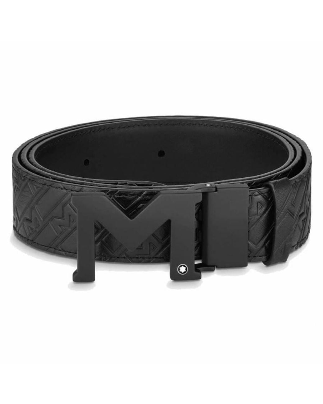 Montblanc Black M Shaped 35 Mm Reversible Leather Belt for men