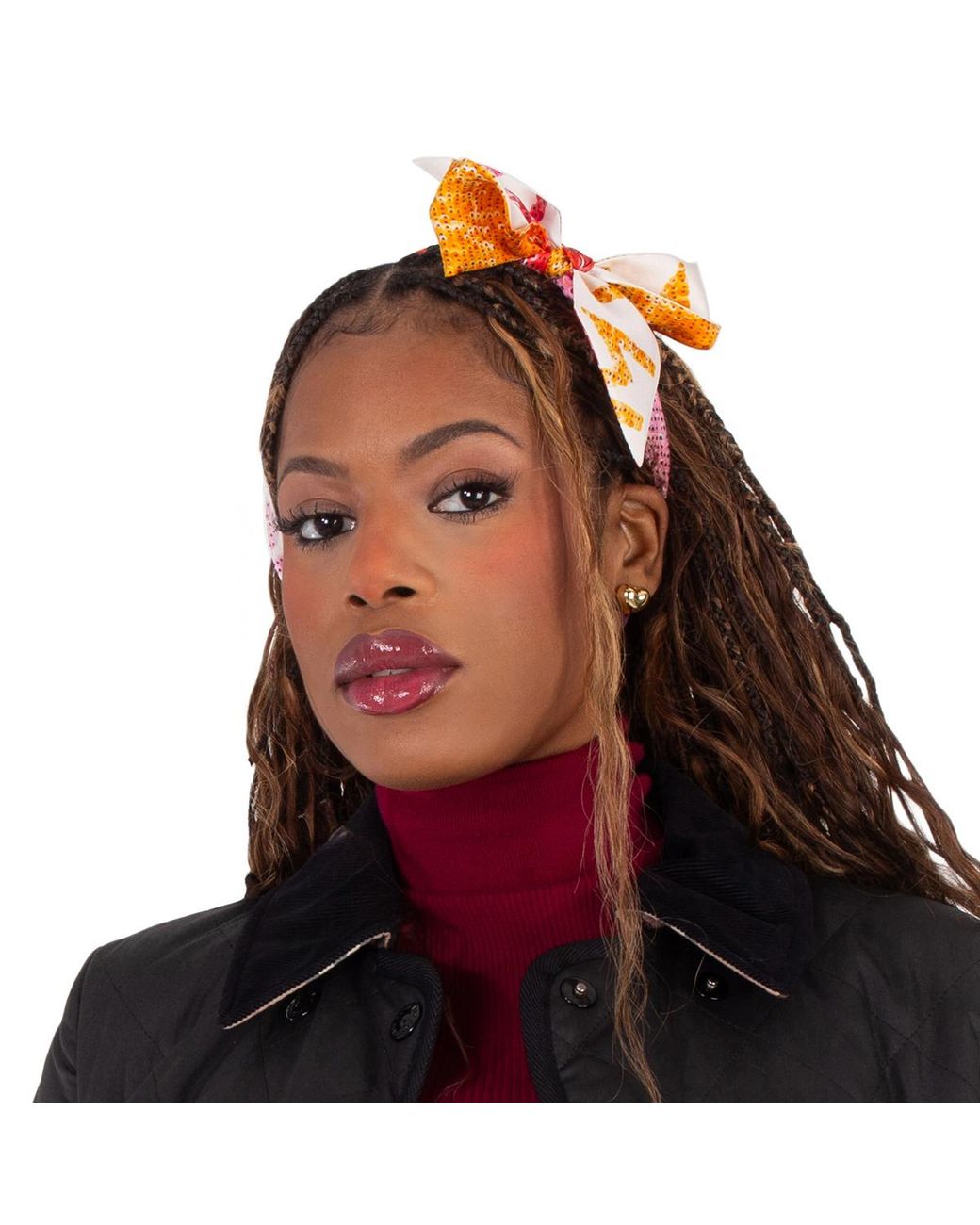 Longchamp Brown Sunset Glitter Silk Headband